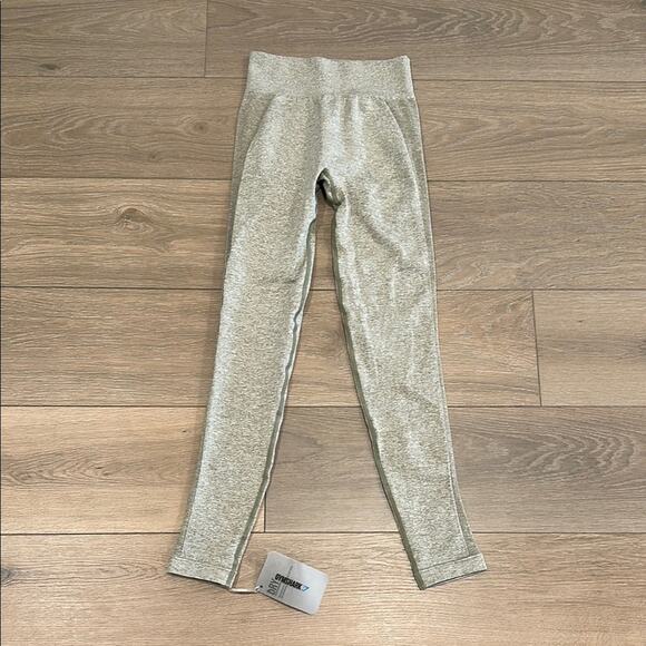 GYMSHARK Washed Khaki Marl/Blush Nude Flex High Waisted Active Leggings Size S - Picture 1 of 13